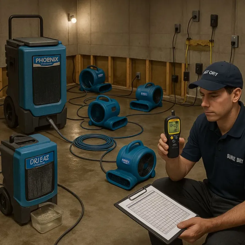 Structural Drying and Dehumidification process in Selah, WA